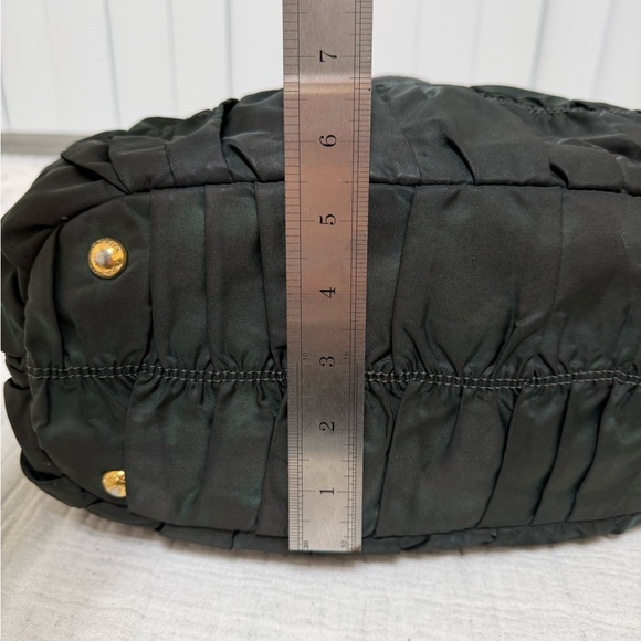 Prada Dark Green Shoulder Bag with Gold Accents